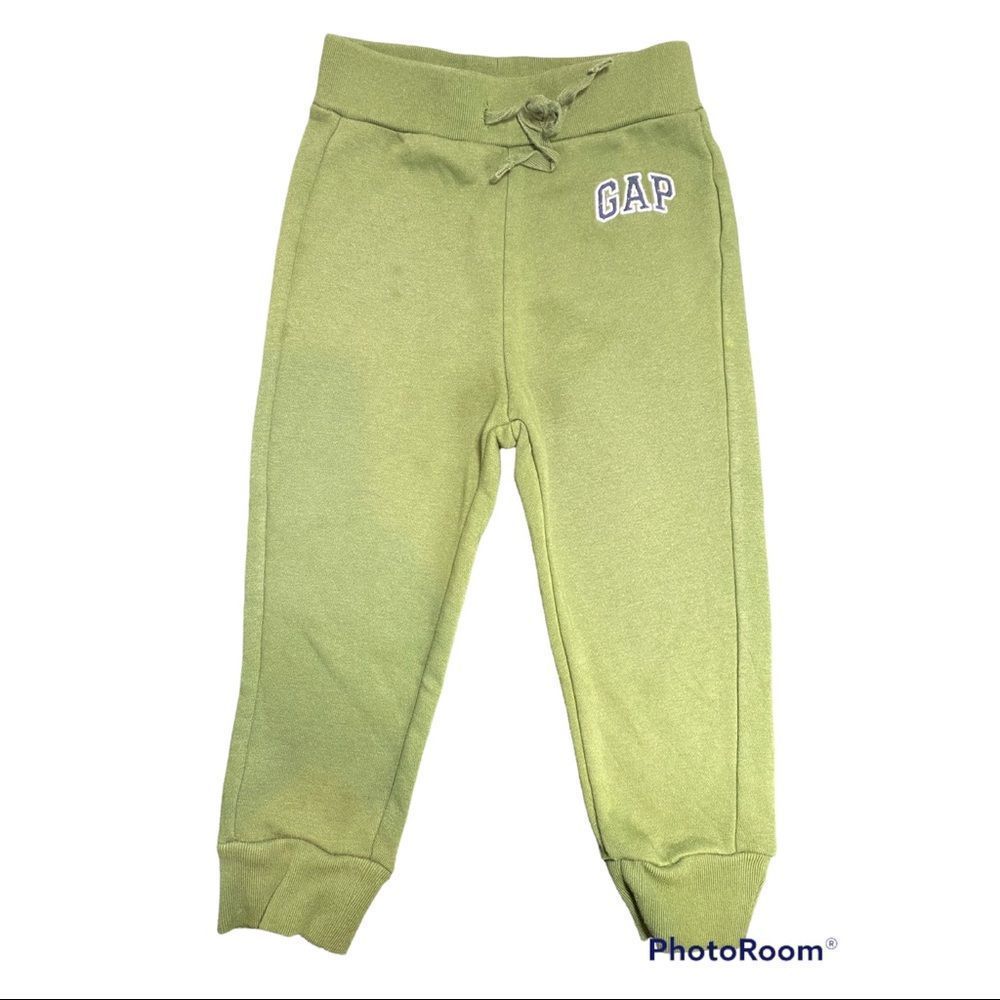 Toddler GAP Drawstring Sweatpants 2 years Olive Logo Fleece Pant